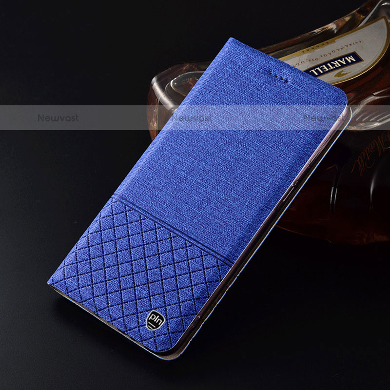 Cloth Case Stands Flip Cover H12P for Samsung Galaxy A11 Blue