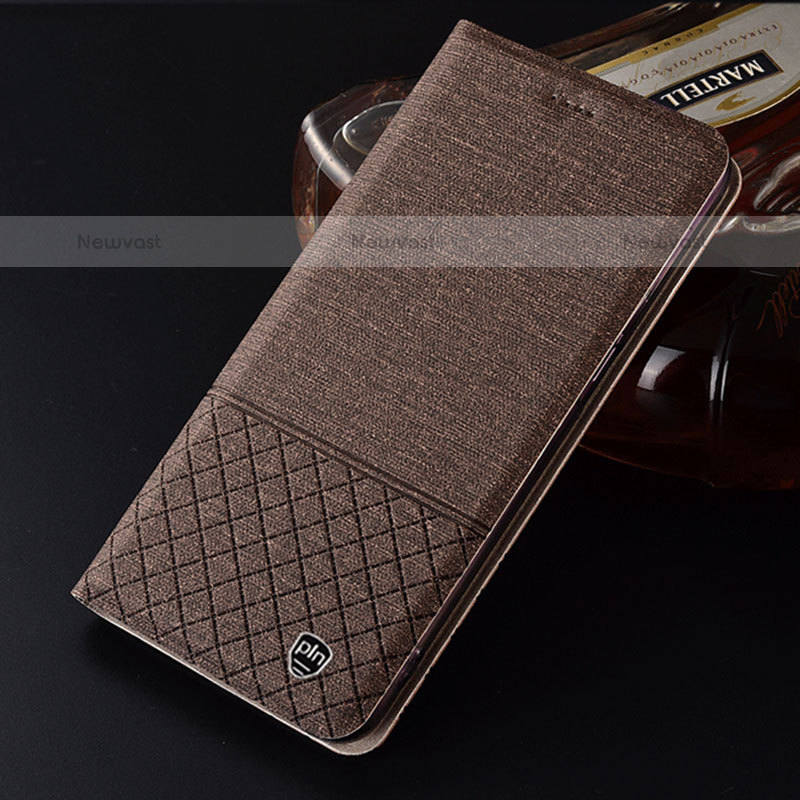 Cloth Case Stands Flip Cover H12P for Samsung Galaxy A20 Brown