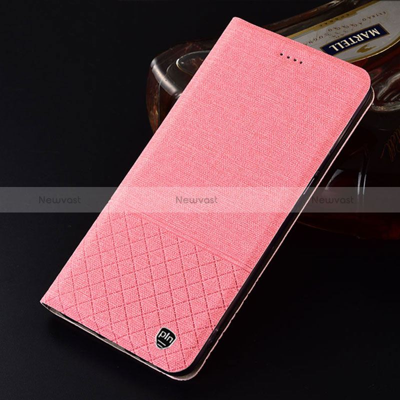Cloth Case Stands Flip Cover H12P for Samsung Galaxy A20s Pink