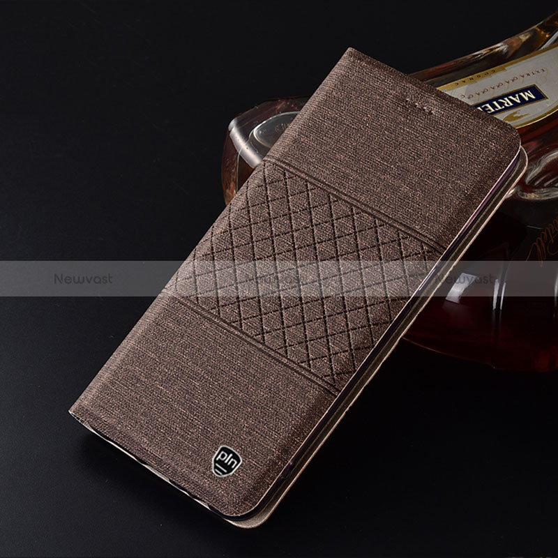Cloth Case Stands Flip Cover H12P for Samsung Galaxy A9 (2018) A920 Brown