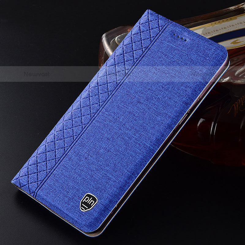 Cloth Case Stands Flip Cover H12P for Samsung Galaxy S21 Ultra 5G Blue