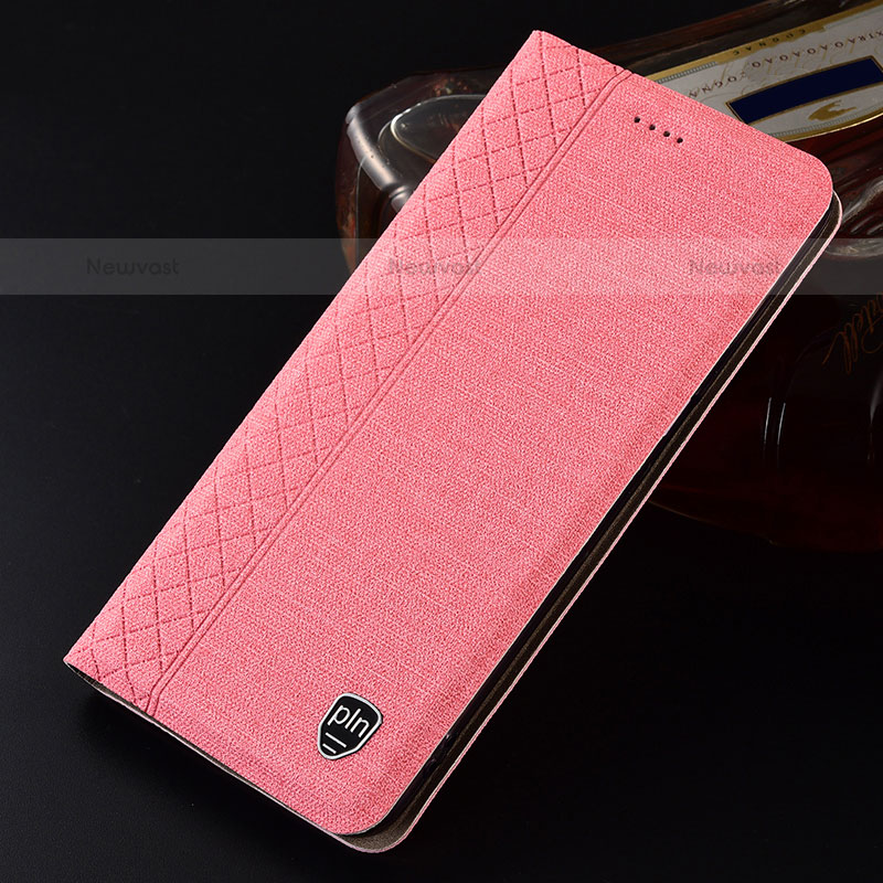 Cloth Case Stands Flip Cover H12P for Samsung Galaxy S21 Ultra 5G Pink