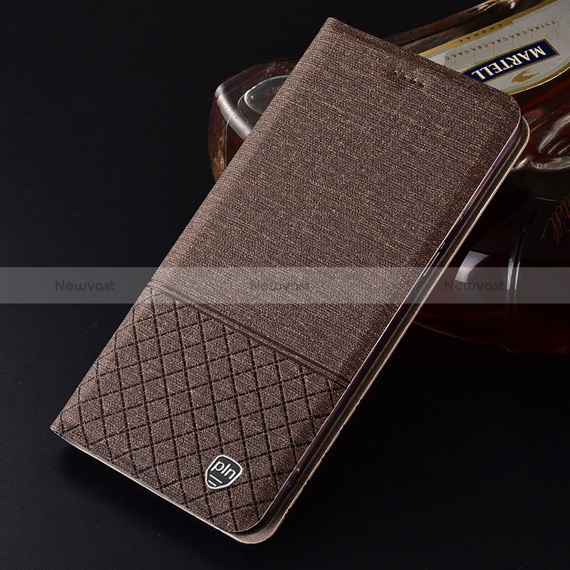 Cloth Case Stands Flip Cover H12P for Samsung Galaxy S24 5G Brown