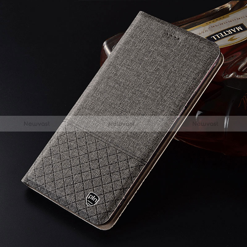 Cloth Case Stands Flip Cover H12P for Vivo iQOO Z6x Gray