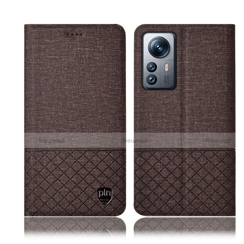 Cloth Case Stands Flip Cover H12P for Xiaomi Mi 12 5G Brown