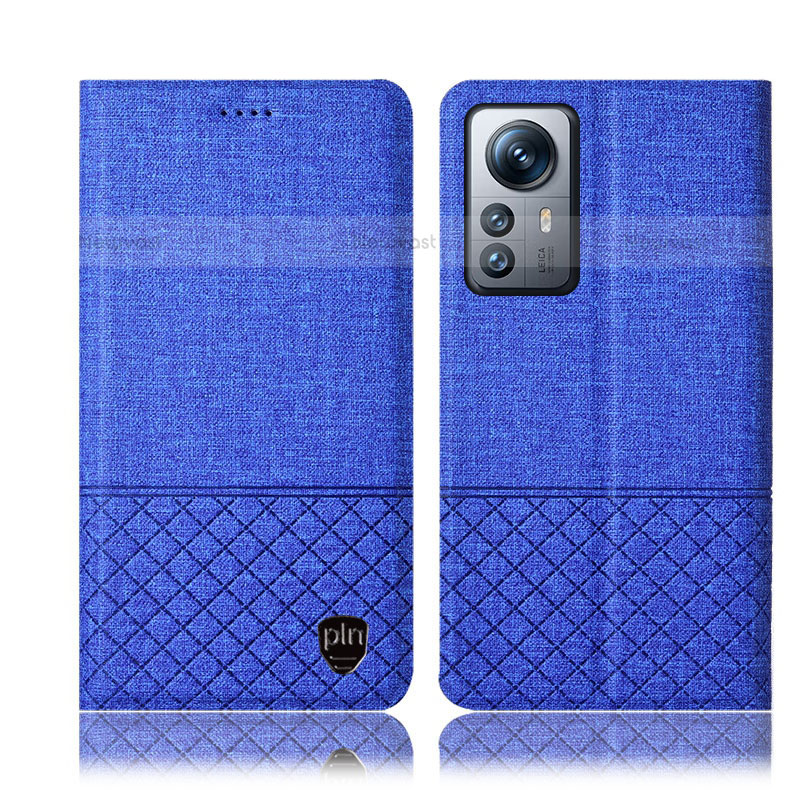Cloth Case Stands Flip Cover H12P for Xiaomi Mi 12 Lite 5G Blue