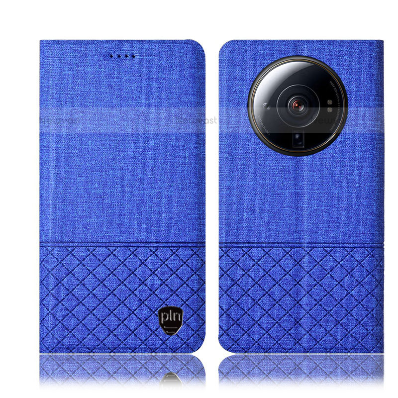 Cloth Case Stands Flip Cover H12P for Xiaomi Mi 12S Ultra 5G Blue