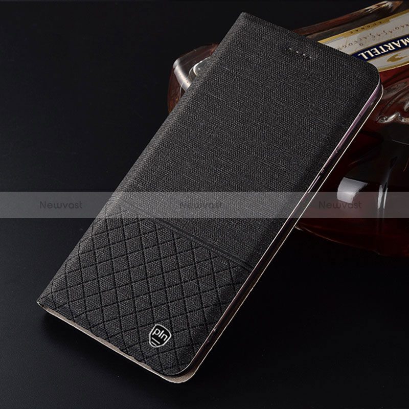 Cloth Case Stands Flip Cover H12P for Xiaomi POCO C3 Black