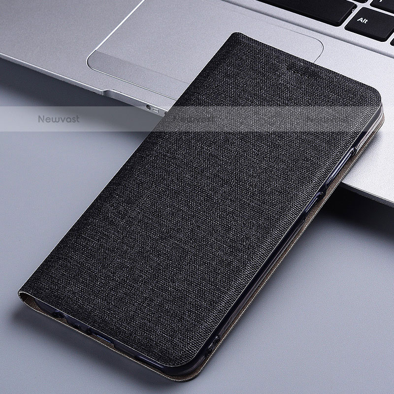 Cloth Case Stands Flip Cover H12P for Xiaomi Redmi K70E 5G Black