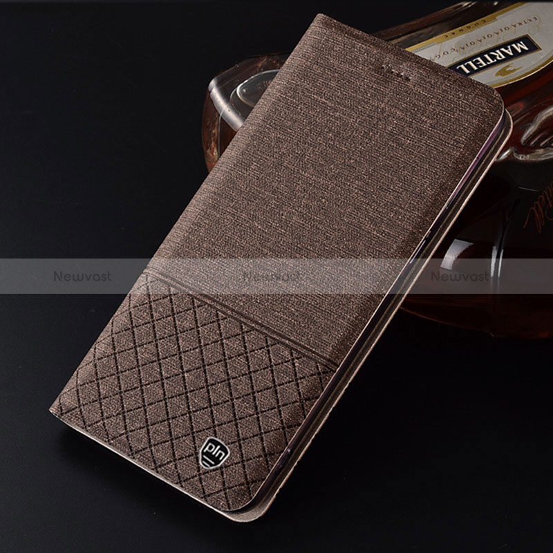 Cloth Case Stands Flip Cover H12P for Xiaomi Redmi Note 10T 5G Brown
