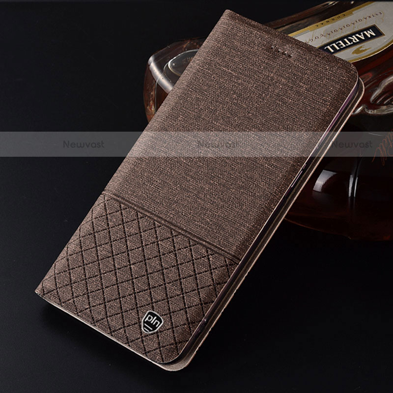 Cloth Case Stands Flip Cover H13P for Motorola Moto Edge 20 Lite 5G Brown