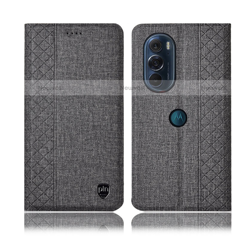 Cloth Case Stands Flip Cover H13P for Motorola Moto Edge 30 Pro 5G Gray