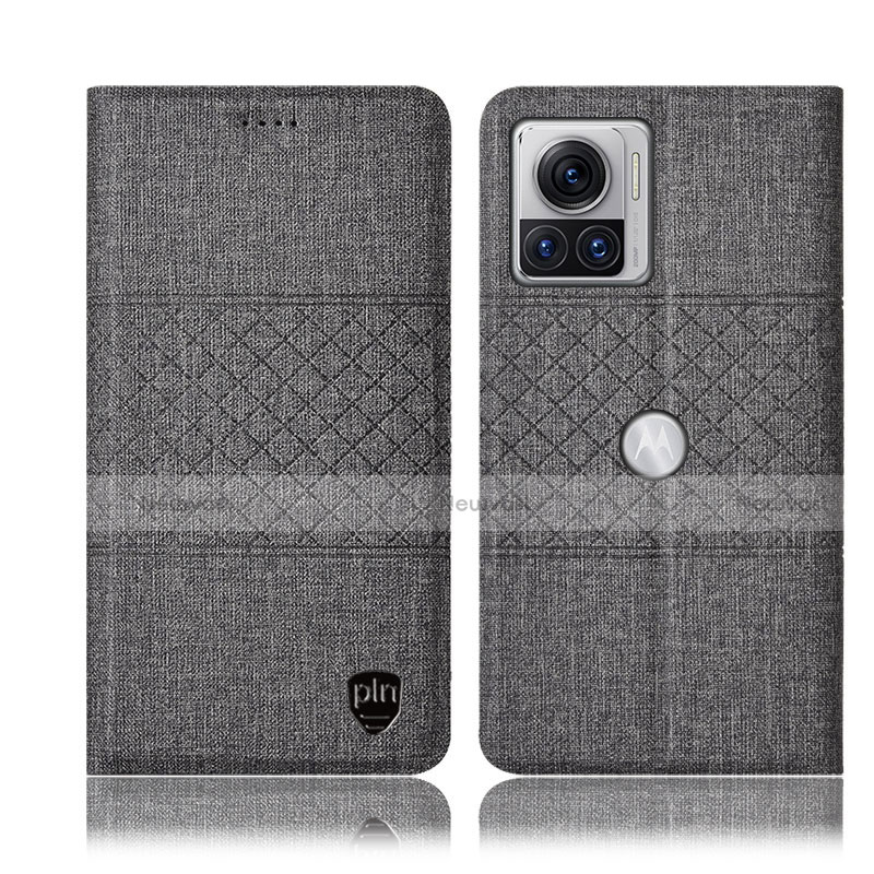 Cloth Case Stands Flip Cover H13P for Motorola Moto Edge 30 Ultra 5G Gray