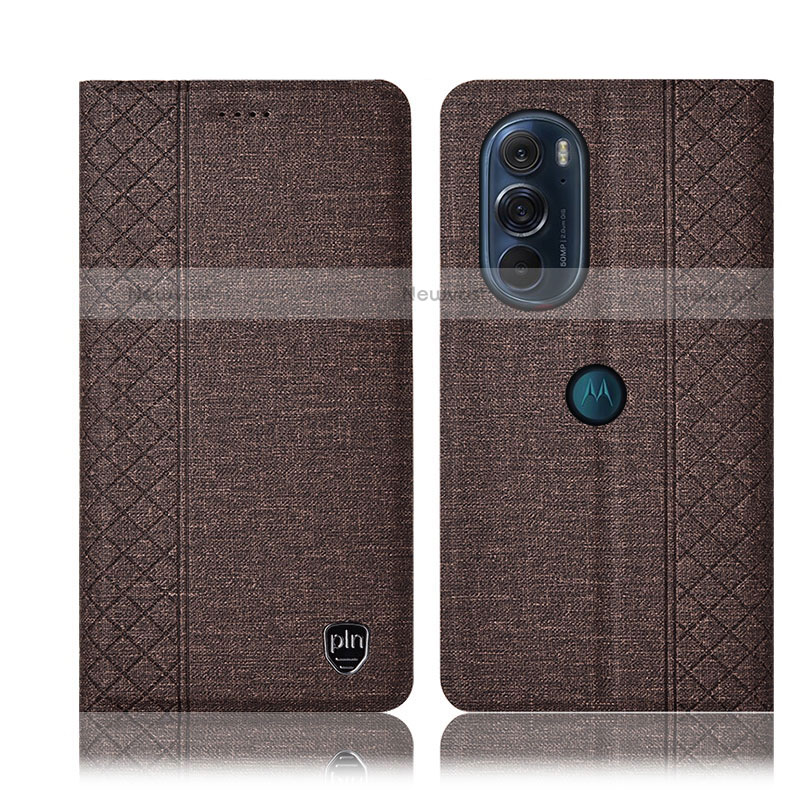 Cloth Case Stands Flip Cover H13P for Motorola Moto Edge X30 5G Brown