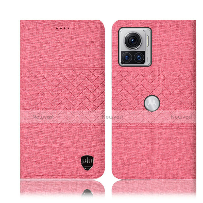 Cloth Case Stands Flip Cover H13P for Motorola Moto Edge X30 Pro 5G Pink