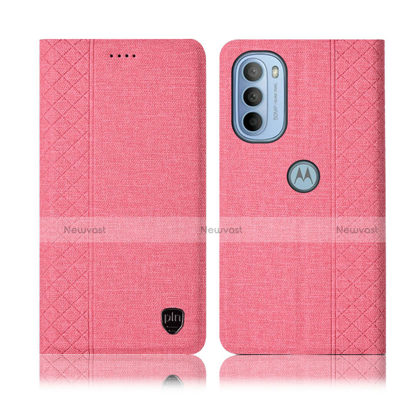 Cloth Case Stands Flip Cover H13P for Motorola Moto G41 Pink