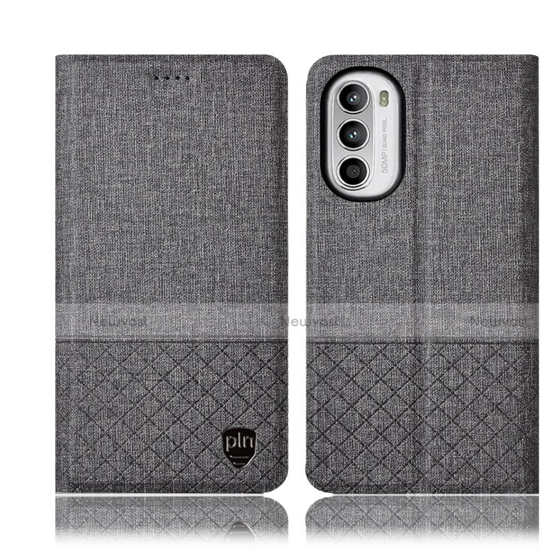 Cloth Case Stands Flip Cover H13P for Motorola Moto G82 5G Gray