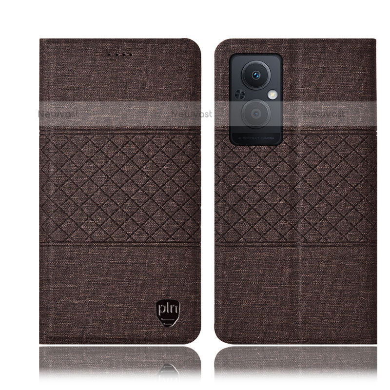 Cloth Case Stands Flip Cover H13P for OnePlus Nord N20 5G Brown