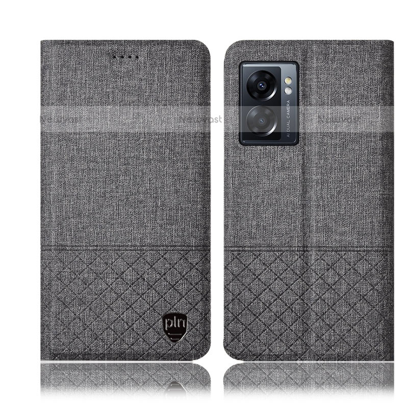 Cloth Case Stands Flip Cover H13P for OnePlus Nord N300 5G Gray