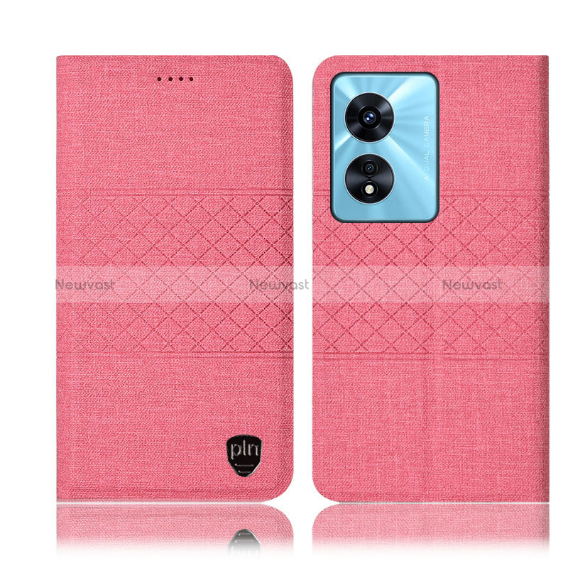 Cloth Case Stands Flip Cover H13P for Oppo A1x 5G Pink