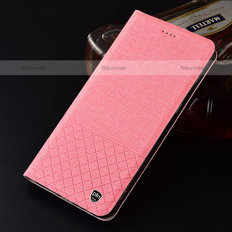 Cloth Case Stands Flip Cover H13P for Oppo A54 4G Pink