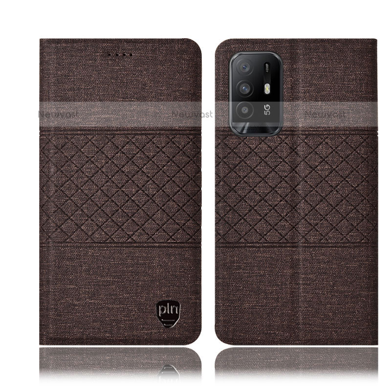 Cloth Case Stands Flip Cover H13P for Oppo A94 5G Brown