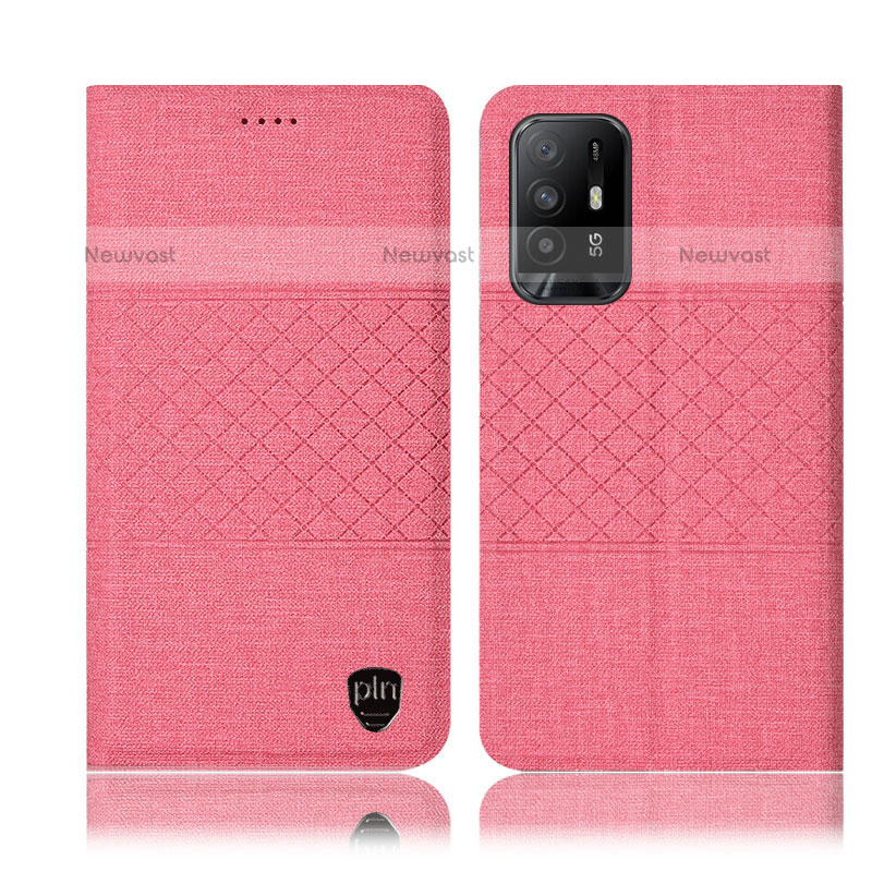 Cloth Case Stands Flip Cover H13P for Oppo A94 5G Pink