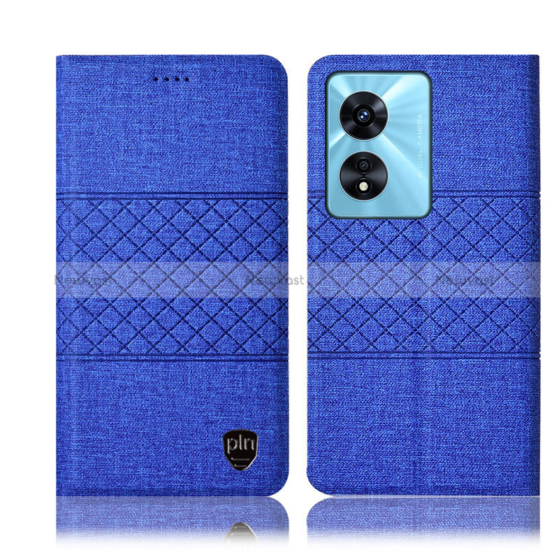 Cloth Case Stands Flip Cover H13P for Oppo F23 5G Blue