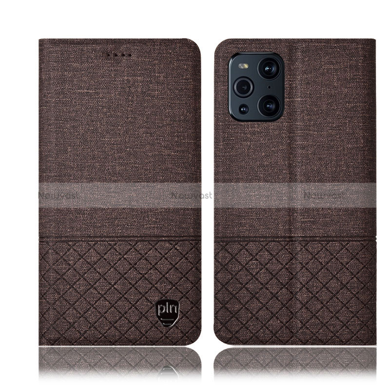 Cloth Case Stands Flip Cover H13P for Oppo Find X3 5G Brown