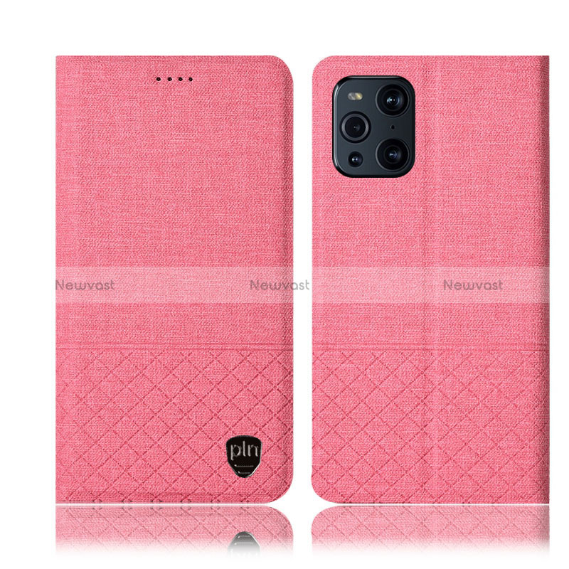 Cloth Case Stands Flip Cover H13P for Oppo Find X3 5G Pink