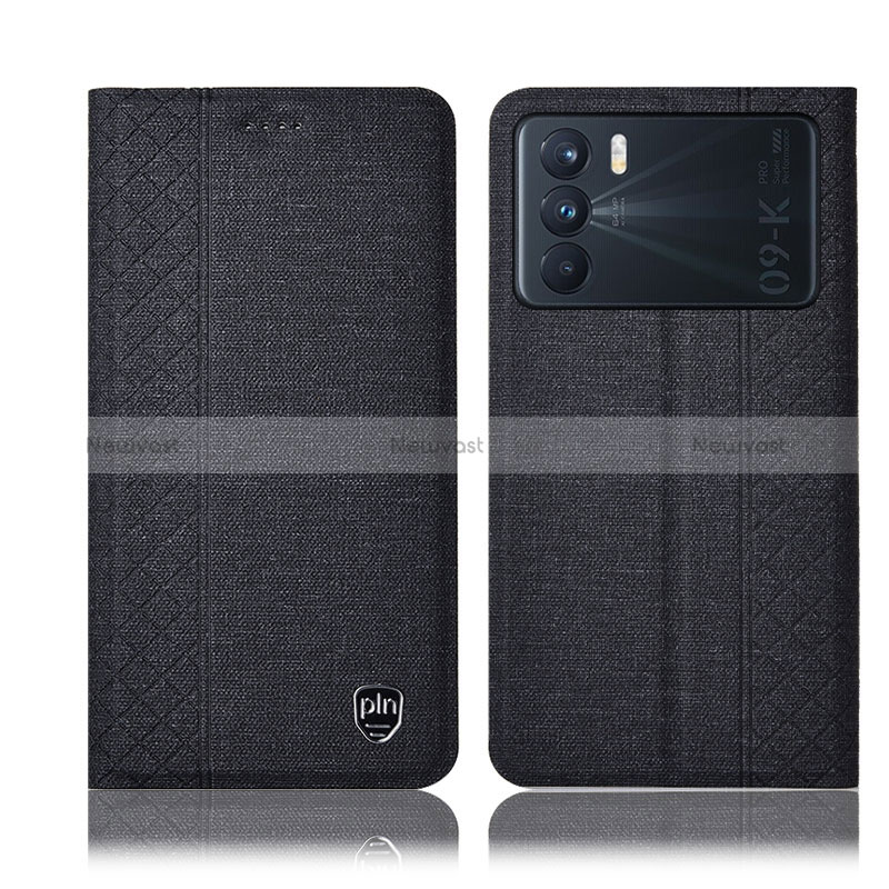 Cloth Case Stands Flip Cover H13P for Oppo K9 Pro 5G Black