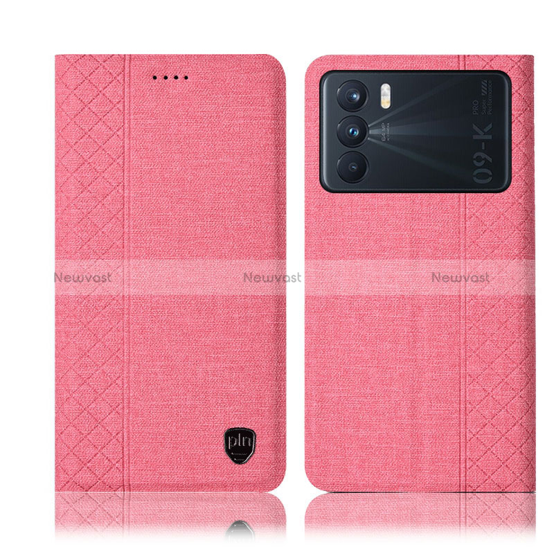 Cloth Case Stands Flip Cover H13P for Oppo K9 Pro 5G Pink