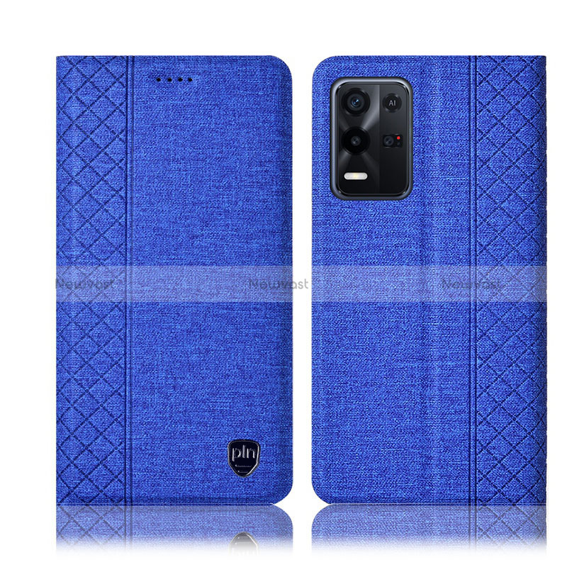 Cloth Case Stands Flip Cover H13P for Oppo K9X 5G Blue