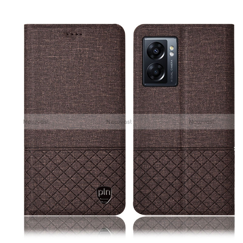 Cloth Case Stands Flip Cover H13P for Realme Q5i 5G Brown