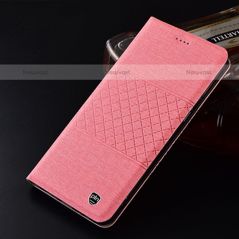 Cloth Case Stands Flip Cover H13P for Samsung Galaxy A20 Pink