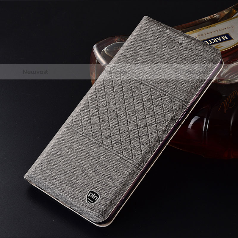 Cloth Case Stands Flip Cover H13P for Samsung Galaxy M21 Gray