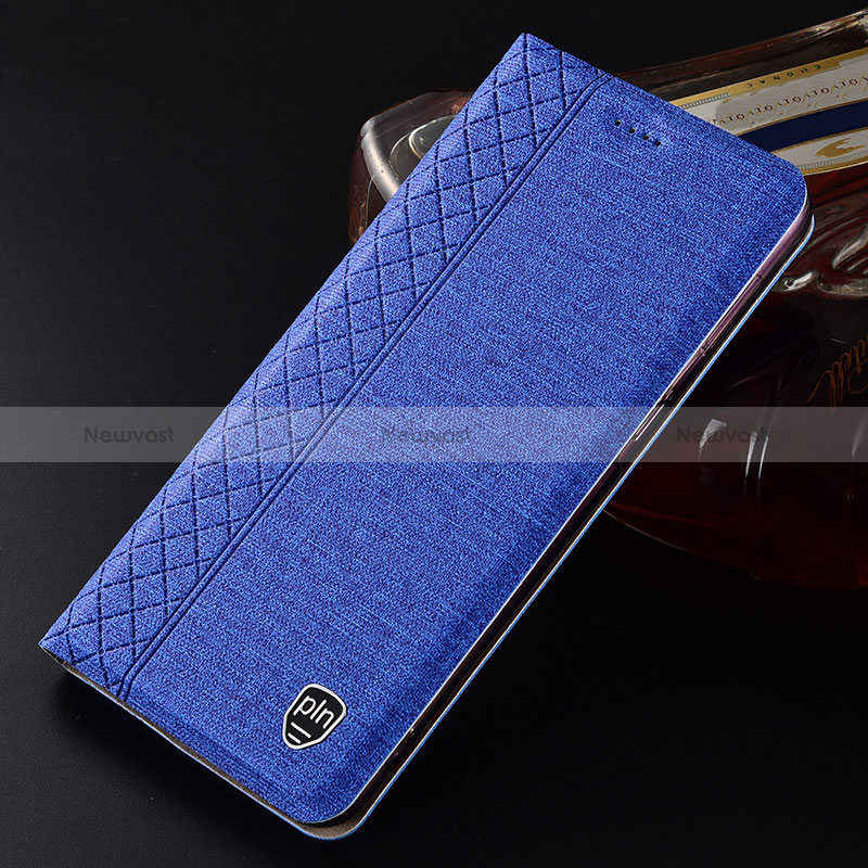 Cloth Case Stands Flip Cover H13P for Samsung Galaxy S24 5G Blue