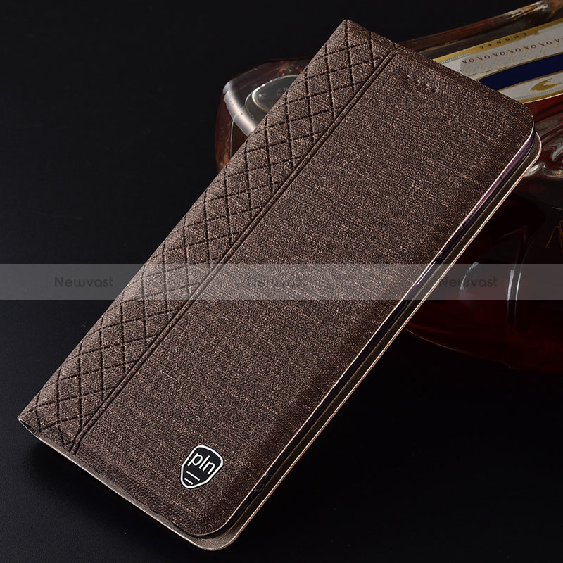 Cloth Case Stands Flip Cover H13P for Samsung Galaxy S24 5G Brown