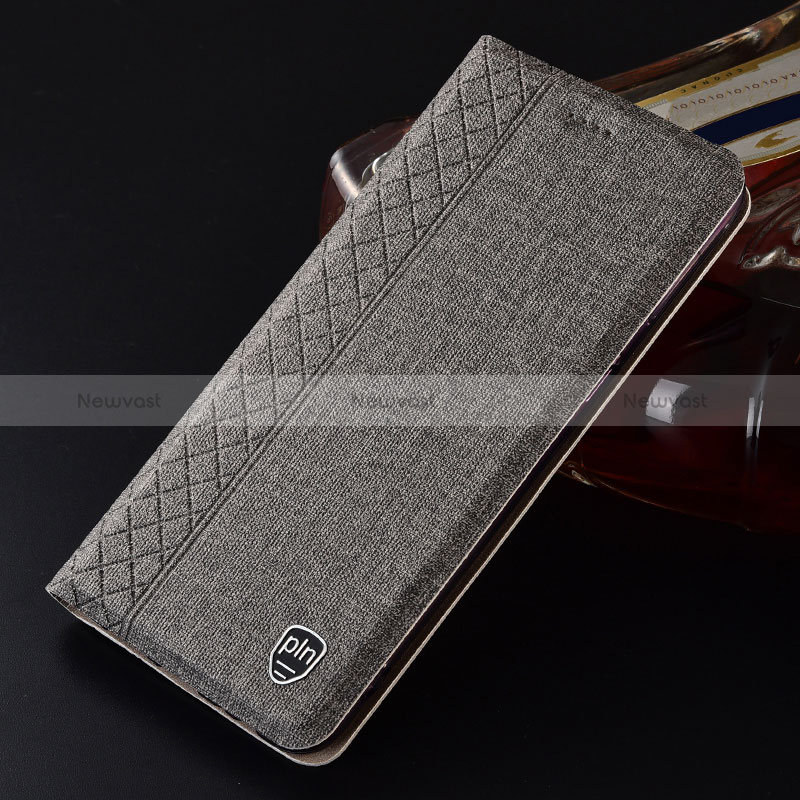 Cloth Case Stands Flip Cover H13P for Samsung Galaxy S24 5G Gray