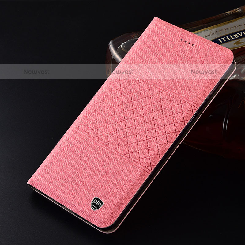 Cloth Case Stands Flip Cover H13P for Samsung Galaxy XCover 5 SM-G525F Pink
