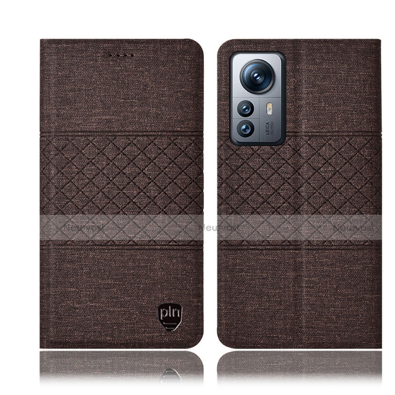 Cloth Case Stands Flip Cover H13P for Xiaomi Mi 12 5G Brown