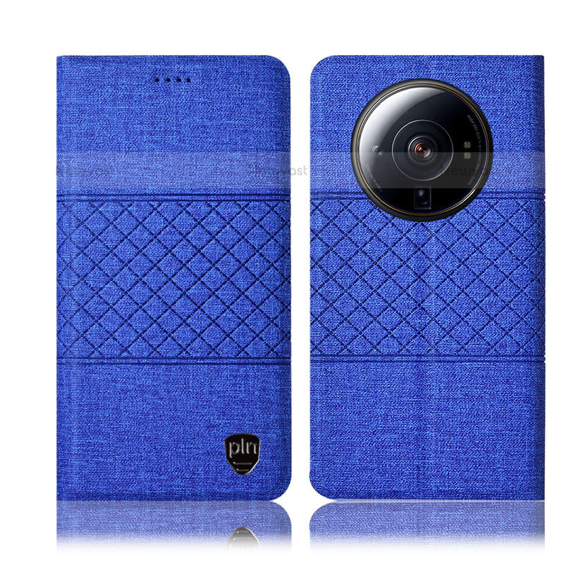 Cloth Case Stands Flip Cover H13P for Xiaomi Mi 12 Ultra 5G Blue