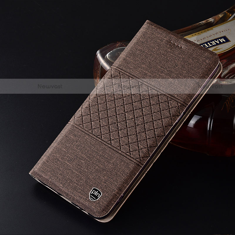 Cloth Case Stands Flip Cover H14P for Motorola Moto Edge 20 Lite 5G Brown