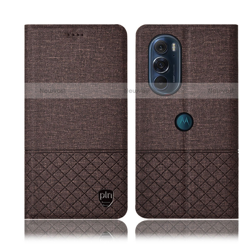 Cloth Case Stands Flip Cover H14P for Motorola Moto Edge 30 Pro 5G Brown