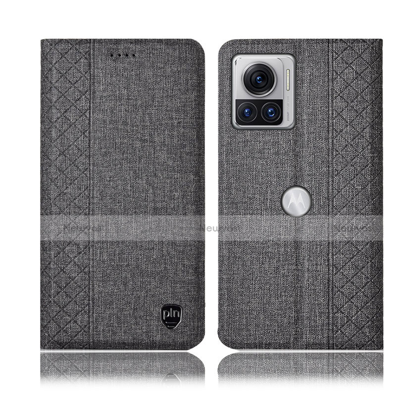 Cloth Case Stands Flip Cover H14P for Motorola Moto Edge 30 Ultra 5G Gray