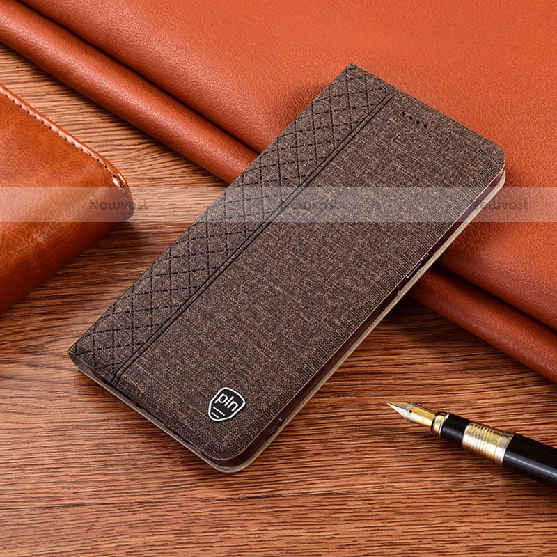 Cloth Case Stands Flip Cover H14P for Motorola Moto Edge S 5G Brown