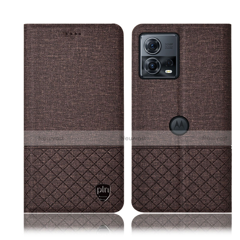 Cloth Case Stands Flip Cover H14P for Motorola Moto Edge S30 Pro 5G Brown