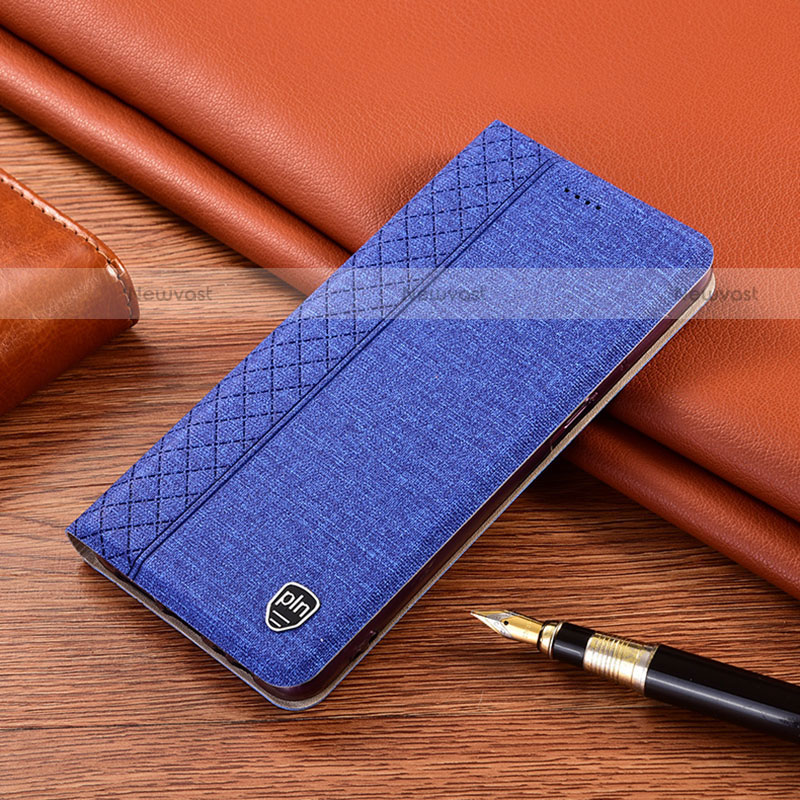 Cloth Case Stands Flip Cover H14P for Motorola Moto G Play (2023) Blue