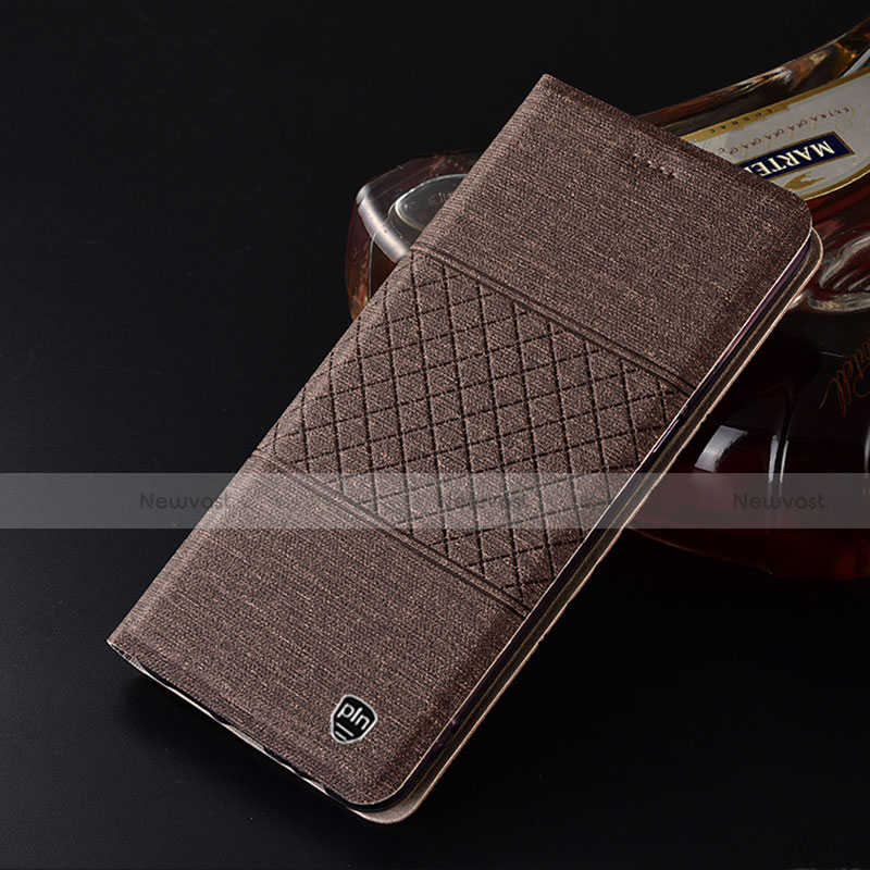 Cloth Case Stands Flip Cover H14P for Motorola Moto G42 Brown