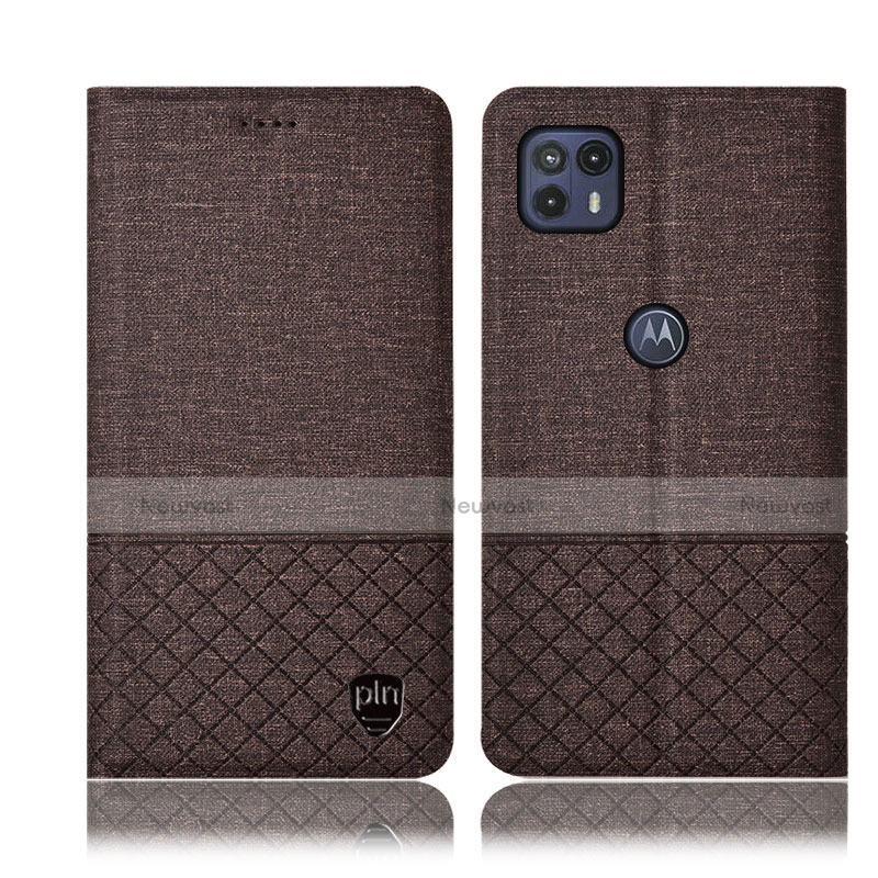 Cloth Case Stands Flip Cover H14P for Motorola Moto G50 5G Brown